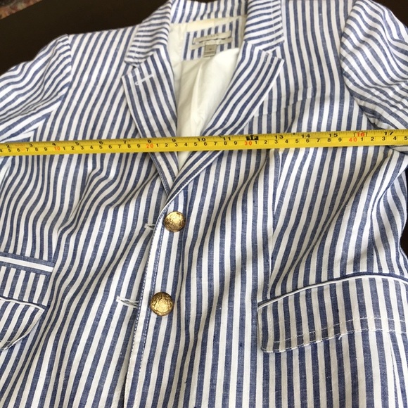 J. Crew Jackets & Blazers - JCREW BLUE AND WHITE VERTICAL STRIPES SCHOOLBOY BLAZER READY TO ROLL FOR AUTUMN